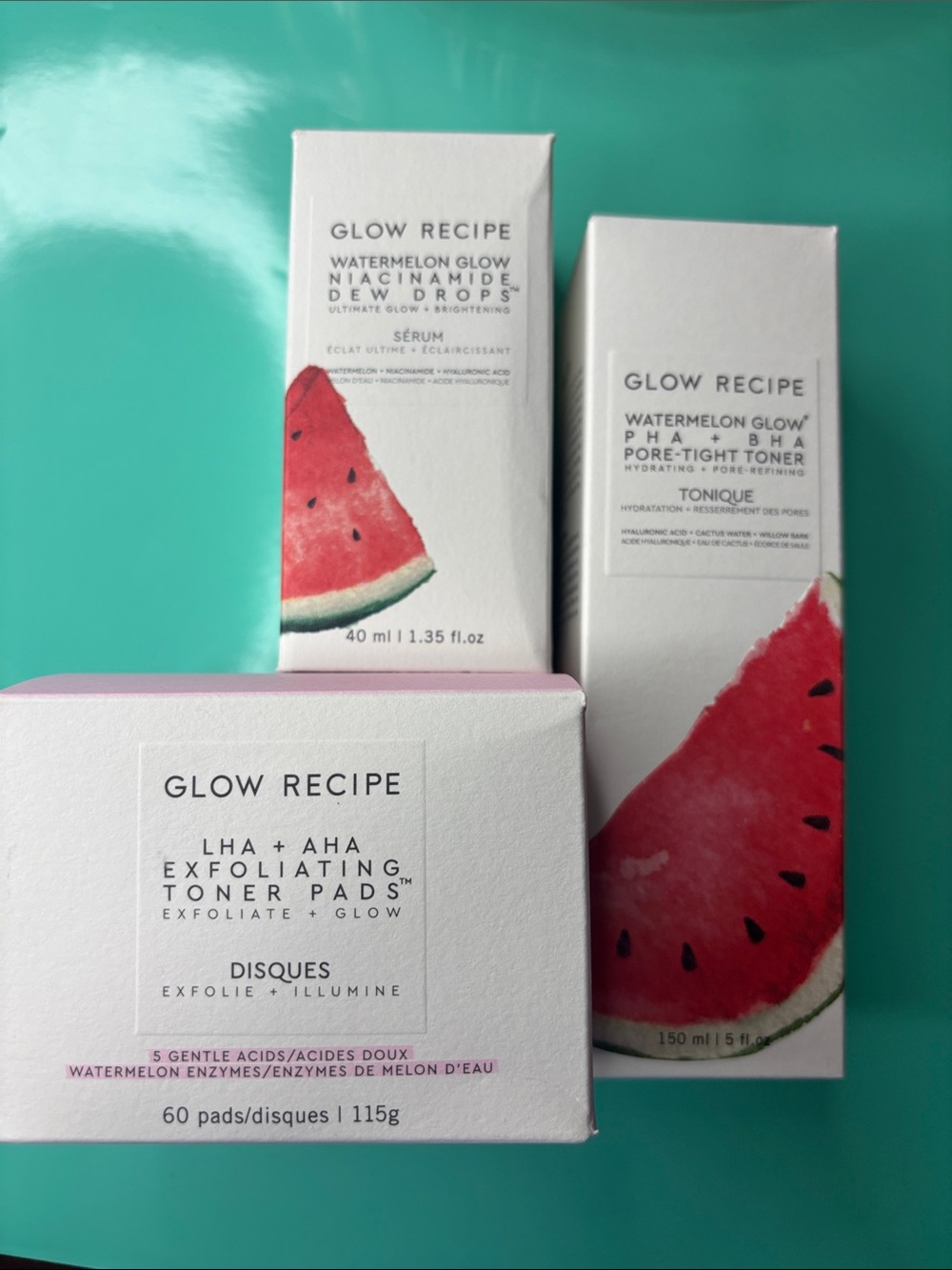 Glow recipe - NEW dew drops, toner and toner pads